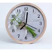 Tulup Holzuhr 30fi cm wanduhr - Blumenstrauß
