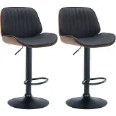 CLP 2er Set Barhocker Nova Kunstleder walnuss/schwarz