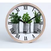 Tulup Holzuhr 25fi cm wanduhr - schwarze Spitzen - aromatische Pflanzen