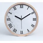 Tulup Holzuhr 30fi cm wanduhr - schwarze Spitzen - Hexagone Hintergrund
