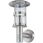 LINDBY Außenwandleuchte Noemi, Sensor, grau, Edelstahl, 34cm