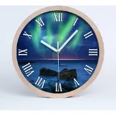 Tulup Holzuhr 30fi cm wanduhr - weiße Spitzen - Nordlicht