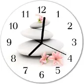 Tulup Glasuhr Wanduhr Küchenuhr Echt-Glas 30fi cm Steinen weiß