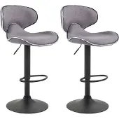 CLP 2er Set Barhocker Las Vegas V2 Stoff schwarz hellgrau