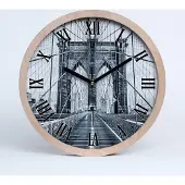 Tulup Holzuhr 30fi cm wanduhr - schwarze Spitzen - Brooklyn Brücke