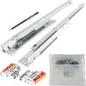 Vasalat Blum Tandem Teilauszug Set, Schubladenauszug 550mm Blumotion mit praktischer Blum Kupplung, Schubladenführung Tragkraft 30kg - 1 Paar Schubladenschienen mit Kupplung