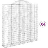 vidaXL Gabionen mit Hochbogen 4 Stk. 200x30x200/220cm Verzinktes Eisen