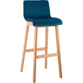 CLP Barhocker Hover Samtbezug Vierfußgestell aus Holz Sitzhöhe 77 cm blau