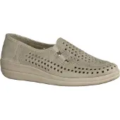 Slowlies 430 Damenschuhe bequemer Slipper Seidengrau Leder NEU - , Beige, leder (nubuk)