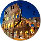Tulup Glasuhr Wanduhr Küchenuhr Echt-Glas 30fi cm Kolosseum gelb