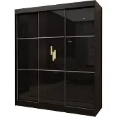 Masseno Schiebetürenschrank VITALE 180 cm Kleiderschrank Schlafzimmer Schrank 3-türig Schwarz