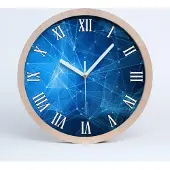 Tulup Holzuhr 20fi cm wanduhr - weiße Spitzen - blaue Linien