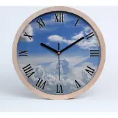 Tulup Holzuhr 25fi cm wanduhr - schwarze Spitzen - Wolken im Himmel