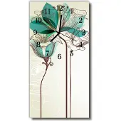 Tulup Glasuhr Wanduhr Küchenuhr Echt-Glas 30x60 Blume Mehrfarbig