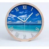 Tulup Holzuhr 25fi cm wanduhr - weiße Spitzen - tropischer Strand
