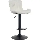 CLP Barhocker Linus aus Stoff creme, matt-schwarzes Gestell, Sitzhöhe 58-83 cm, Gesamthöhe 83-107 cm