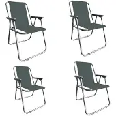 Linder Exclusiv GmbH Campingstuhl Anglersessel Gartenstuhl Sessel mit Armlehne dunkelgrau 4er Set