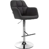 CLP Barhocker Natoma Stoff I Thekenhocker für Bar mit Gepolsterter Sitzfläche | Farbe schwarz Material Gestell Metall in Chromoptik