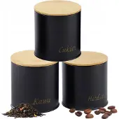 Karl Hausmann 3er SET Vorratsdose Kaffeebehälter Teebehälter Zuckerbehälter mit Deckel Schwarz