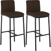 CLP 2er Set Barhocker Freeport mit Vierfußgestellen und Rückenlehnen Farbe braun Material Stoff