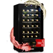 Klarstein Weinkühlschrank, 1 Zonen Getränkekühlschrank Klein, Kleiner Weinschrank 74L, Wein-Kühlschrank Klein mit Glastür, Indoor/Outdoor Flaschenkühlschrank, Wine Fridge 5-18°C, 28 Flaschen