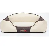 HOBBYDOG Hundekissen Hundebett Hundekorb Hundesofa für Haustier Hunde Waschbar - Elite - 110 x 84 x 30 cm [Größe: XXL] - Beige mit Braun