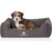 Knuffelwuff Orthopädisches Hundebett Leano aus Velours mit Handwebcharakter M-L 85 x 63cm Schwarz