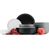 Konsimo Essservice Tafelservice VICTO Geschirrset Speiseteller Suppenteller Dessertteller 6 Personen (18-tlg.), Bunt, Keramik, Loft, 20/27/18,5 cm
