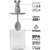 Qualy Lucky Mouse Gewürzbehälter und Löffel Vorratsbehälter ca. 7,2x7,2x14cm