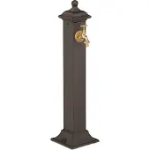 Relaxdays Standbrunnen Antik, mit Wasserhahn, HBT 71x17x21cm, Wasserzapfsäule Garten, Terrasse, Zierbrunnen, dunkelbraun