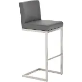 TPFLiving Barhocker Paragon Gestell Edelstahl Kunstleder Grau