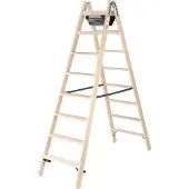 Proregal Stufen-Stehleiter Holz beidseitig begehbar 2x8 Stufen