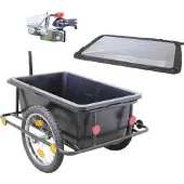 Baumarktplus Fahrradanhänger mit Kupplung 90L Plane Handwagen Transportanhänger Lastenanhänger