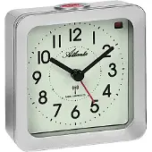 Atlanta 1854/19 Wecker Funk Funkwecker silbern eckig mit Licht Snooze