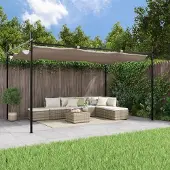 vidaXL Möbel Pergola mit Schiebedach Taupe 395x292x230 cm - Pavillons & Partyzelte 360118