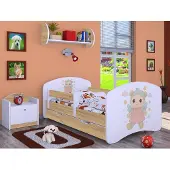 BDW , Kinderbett mit Matratze, Lattenrost, Schublade, LABU, Craft-Eiche, 180x90