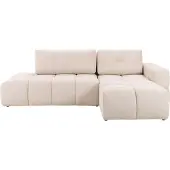 Vente-unique Ecksofa mit Schlaffunktion - Ecke rechts - Stoff - Beige - TRIMALDI