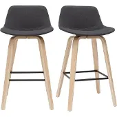Miliboo - Skandinavischer Barhocker dunkelgrauer Stoff 65 cm (2er-Set) NONIE