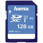 Hama 128Gb SDXC, 128 GB, SDXC, Klasse 10, 45 MB/s, Schwarz
