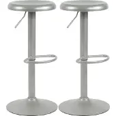 CLP Barhocker 2er Set Barstuhl Williston höhenverstellbar mit Fußablage und drehbar silber