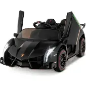 Coast Lamborghini Elektroauto für Kinder, Kinderfahrzeug mit 2,4-G Fernbedienung & LED Scheinwerfer & Hupe & Musik, Elektrofahrzeug 3-6 km/, Kinderauto Elektro für Kinder ab 3 Jahre (Schwarz)