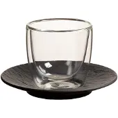 Villeroy & Boch Manufacture Rock Espressoglas mit Untertasse 60 ml schwarz
