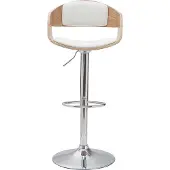 Miliboo - Design-Barhocker EUSTACHE höhenverstellbar weiß und helles Holz