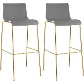 CLP Barhocker 2er Set Hover Sitz aus Kunststoff Vierfußgestell Goldoptik bis 150 kg grau