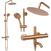 REA Duschgarnitur mit Thermostat LUNGO brushed copper