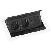 Evoline Flip Top Push S Einbausteckdose 2-fach mit USB A & USB C Charger, 230V - 3500W, weiß