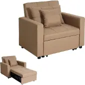 Mendler Schlafsessel MCW-L90, Klappsessel Schlafsofa Gästebett Relaxsessel, Liegefläche 197x103cm Stoff/Textil taupe