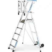 Zarges fahrbar gebördelte Teleskop Plattformleiter ZAP SAFEMASTER MAX S 3 Stufen