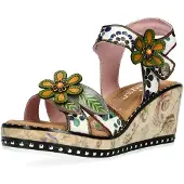LAURA VITA Keilsandalette Beige
