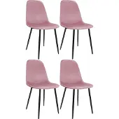 CLP 4er Set Esszimmerstuhl Maryam gepolstert mit Rückenlehne rosa Material Samt